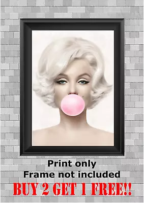 Marilyn Monroe Bubblegum Fashion Wall Art Photo Print Picture Gift A5 A4 A3 • £2.50