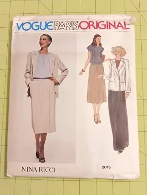 Vogue Paris Original Nina Ricci Pattern 2013 Jacket Top Skirt Size 12 Uncut • $16.98