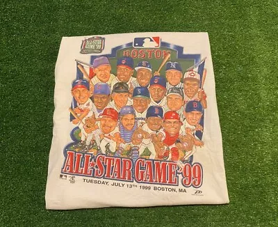 Vintage 99 All Star Game Tshirt Extra Large White Player Caricature Adult ASG • $54.99