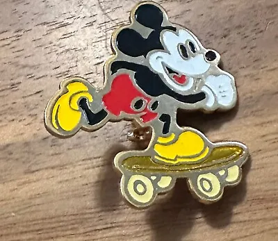 Vintage Disney Mickey Mouse Skateboarding Skateboard Pin (brooch Style) • $5