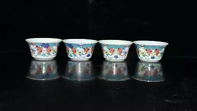 3.3  Old Antique Ming Dynasty Chenghua Mark Porcelain Grape Tea Cup 4 Pcs 1 Set • $165.99