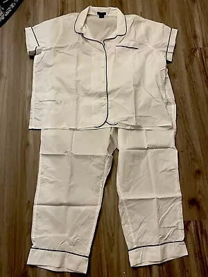 J CREW White Cotton Pajamas Short Sleeve Capri Pants Size 3X *NWOT* • $14.99