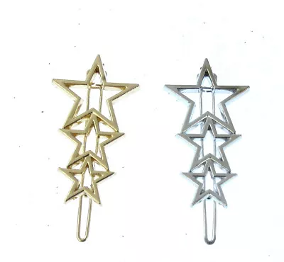 Women's STAR Tri-Shaped Hair Clip Metal Hairpins Barrette Slide Grips Hair Clips • £1.95