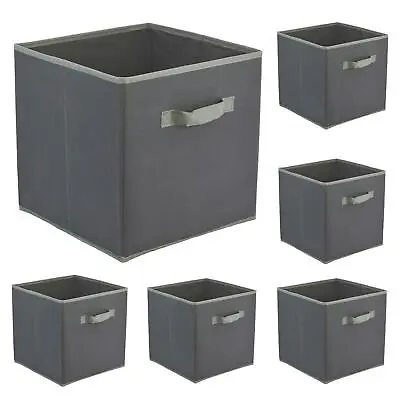 Set Of 6 Collapsible Foldable Storage Boxes Square Canvas Fabric Cubes Box Toys • £19.99