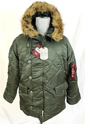 Alpha Industries N-3B Cold Weather Parka Coat - Sage Green - Size Large • $114.95