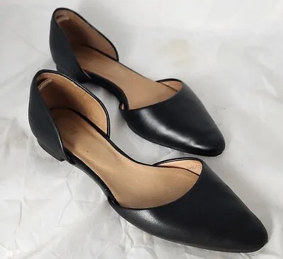 J. Jill D'Orsay Flats Slip On Shoes Black  Work Dress Leather Pointed Toe Size 9 • $34.96