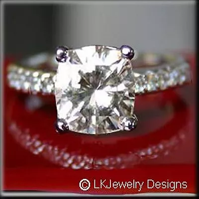 5.20 Ct  Cushion Moissanite Colorless Micro Pave Engagement Wedding Ring • $4799