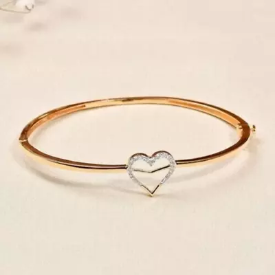Heart Wedding Bracelet 2Ct Round Cut Lab Created Diamond 14K Rose Gold Plated • $151.24