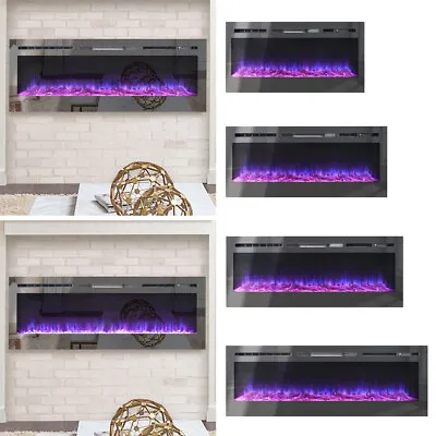 Luxury Mirrored Tempered Glass Front Fireplace Electric Fire Inset/Wall Mounted • £179.95