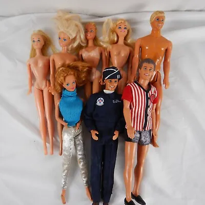 Mattel Barbie And Ken Vintage Dolls Lot Of 8 Air Force Sun Lovin Malibu • $24