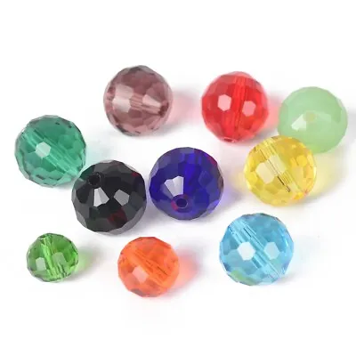Round Disco Ball 6mm 8mm 10mm 12mm 96 Facets Faceted Crystal Glass Loose Beads • $2.75