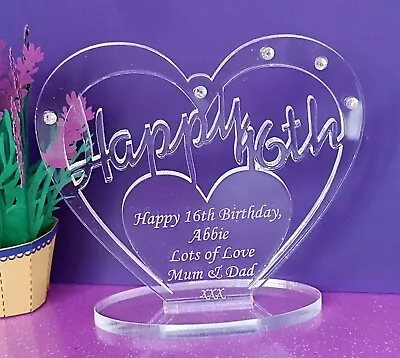 Personalised Freestanding Heart For 16th 18th 30th 40th 50 Birthday Gift Message • £5.95