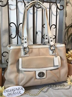 $32.99 • Buy Auth ~COACH~ Penelope  Leather Carryall Putty & Off White  # 19044 VGV! Medium