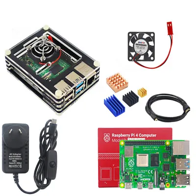 Raspberry Pi 4 Model B Kit 2GB 4GB 8GB RAM Case With Fan Heatsink Power Supply • $180.39