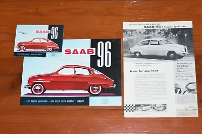 1960 1961 SAAB 96 Sales Brochure Booklet Lot Vtg Dealer Original Spec Sheet • $29.99