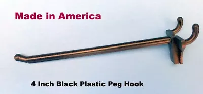 (20 PACK) 4 Inch Black Plastic Peg Hooks For 1/8  To 1/4  Pegboard (Made In USA) • $7.84