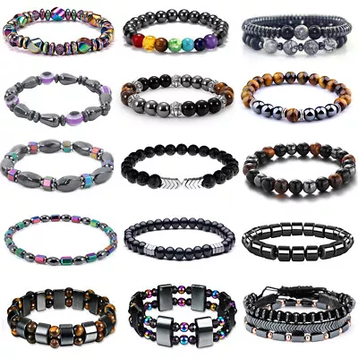 Magnetic Healing Bracelet Anklets Hematite Tiger Eye Pain Relief Weight Loss Lot • £3.32