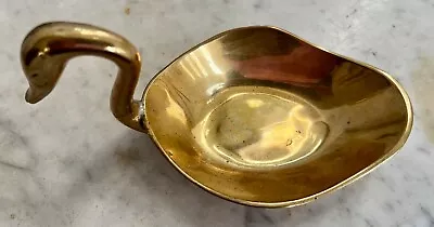 Vintage Brass Swan Trinket Dish Bowl  Figurine 5.5  1980's • $9