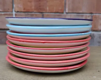 VICKI CARROLL Colorful Salad Plates 7 3/4   Lot Of 8 • $40