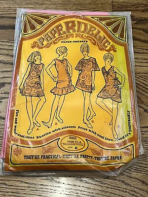 Rare Vintage 1960s Paperdelic Paper Dress Old Stock Solid Pink Large Sz 14-16 • $75