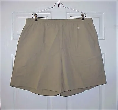 A Men's 1980's Vintage Champion Tan Swim Trunks / Shorts  Unlined 3 Pockets • $17