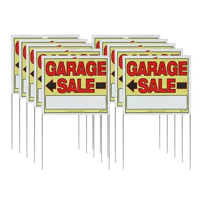 Garage Sale Sign W/ Stake 14  X 22  Fully Assembled With Metal Stake 10 Pack • $26.99