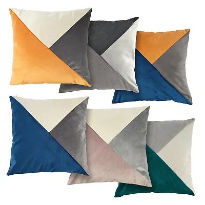 £8.99 • Buy New Orleans Geometric Triangle Trio Suede Touch Cushion Covers / Filled Cushions