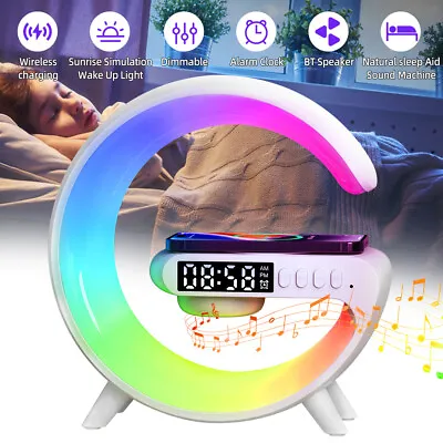 Atmosphere Light Connection Mobile Phone Wireless Charger Wake Up Light W/ Clock • £19.99