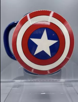 Marvel 2017 Captain America 3D Blue Large 24 Oz Coffee Tea Mug Cup With Shield • $11.79