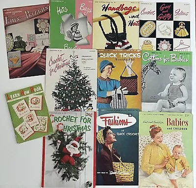 Lot Of 11 VTG Crochet And Knit Magazines Star Book Coats And Clark's 1943-1959 • $49.99