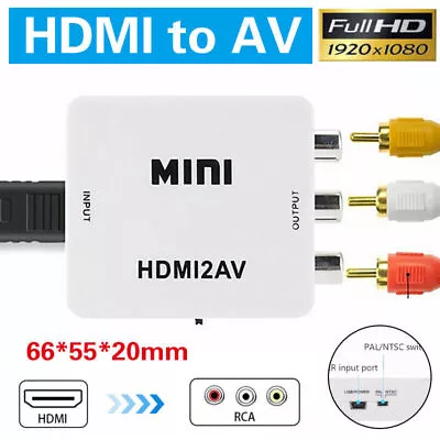 HDMI To RCA Composite AV CVBS 3RCA Video Cable Converter 1080p Downscaling White • $9.10
