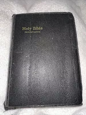 Vintage  KJV Bible Black Zippered Leather Cover Very Old • $11.99