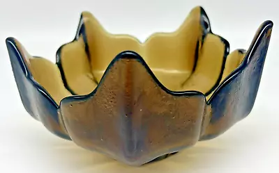 Viking Glass 5 Point Lotus Bowl Stockholm Brown Textured 6.5  Mid Century Modern • $39