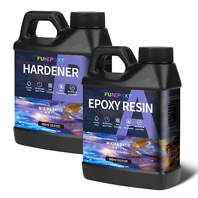 FUNEPOXY Crystal Clear Epoxy Resin Kit For Table Top Epoxy Resin - 1L Kit • $29.99