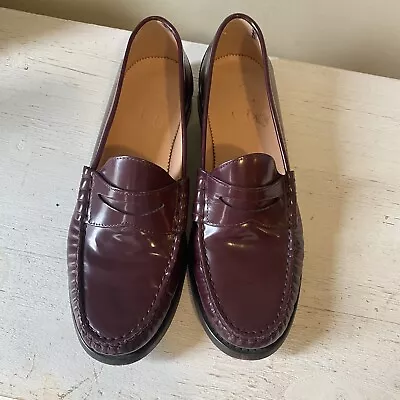 J.Crew 8.5 Penny Loafers Leather Burgundy Classic EUC • $58