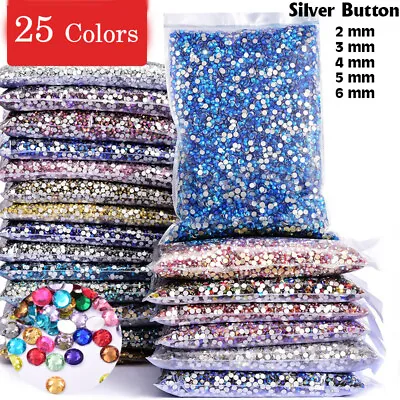 $8.99 • Buy Bulk Silver Resin Rhinestones Non Hot Fix Nail Crystal Flatback Wholesale Beads