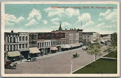 Mt. Pleasant Ia Jefferson Street Looking North Antique Postcard • $13.99
