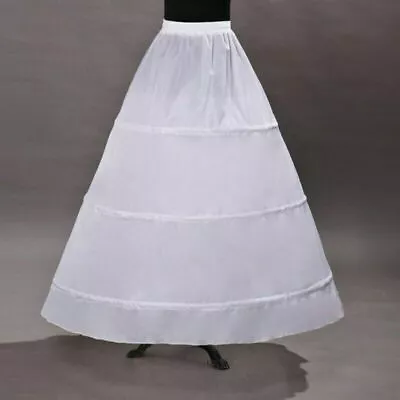 3 Hoop Petticoat Crinoline Long For A Line Wedding Dress Bridal Underskirt Slip • $13.99