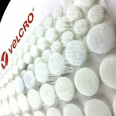 GENUINE VELCRO® BRAND 13mm WHITE DOTS / DISCS SELF ADHESIVE COINS PS14 HOOK LOOP • £0.99