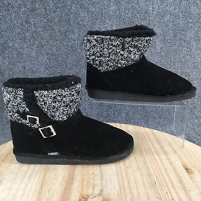 Luk Ees Muk Luks Boots Womens 8 Alyx Winter Knit Ankle Bootie Black Strap Black • $8.75