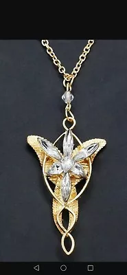 Gold Zircon Lord Of The Rings Elf Princess Pendant • £4.50