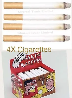 4x Fake Cigarettes Smoking Effects Lit Theatrical Stage Prop Novelty Joke Trick • £2.99