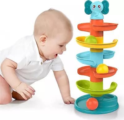 Baby Toy 9-18 Months Ball Drop And Roll Ramp Toy For 1 Year Old Boys Girls Sen • £22.76