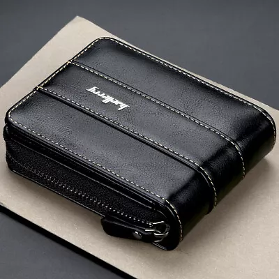 Zipper Wallet For Men Leather Zip Around Purse Bifold ID Window With Coin Pocket • $11.89