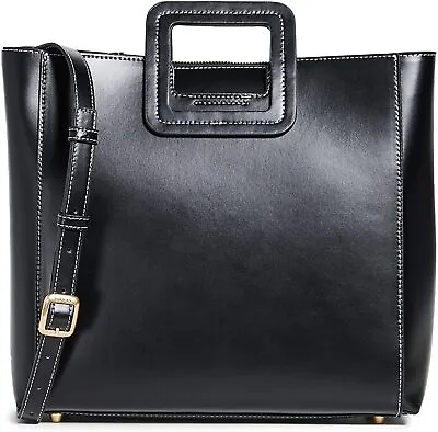 $295 • Buy Staud Women Shirley Detachable Crossbody Strap Tote Leather Bag Black OS New