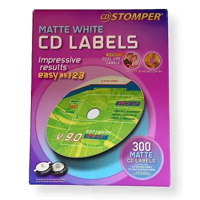 Avery (98122) 300 CD Labels 600 Spine/Center Labels CD Stomper DVD White Matte • £18.04