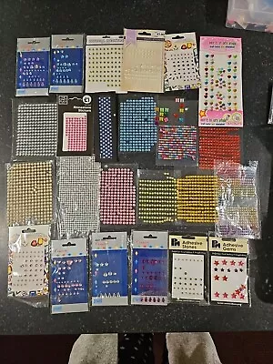 25 Clearence Packs Mixed Adhesive Gems & Pearls For Card Making And Crafting • £8.99