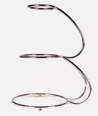 PME E Shaped Cake Stand Display 3 Tier Wedding Birthday Party Chromed Metal • £40