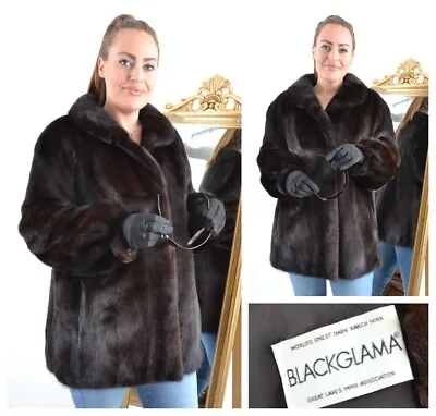 Us4821 Real Blackglama Mink Fur Jacket Ranch Mink Coat Size Xl - Nerzjacke • $399