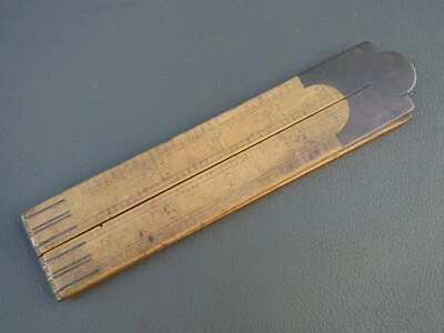 £10 • Buy Vintage Boxwood & Brass 4 Fold 24  Rule Ruler By John Rabone & Sons